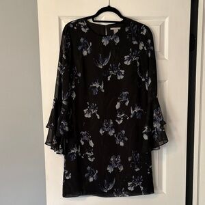 H&M Black Dress with Blue Floral Design